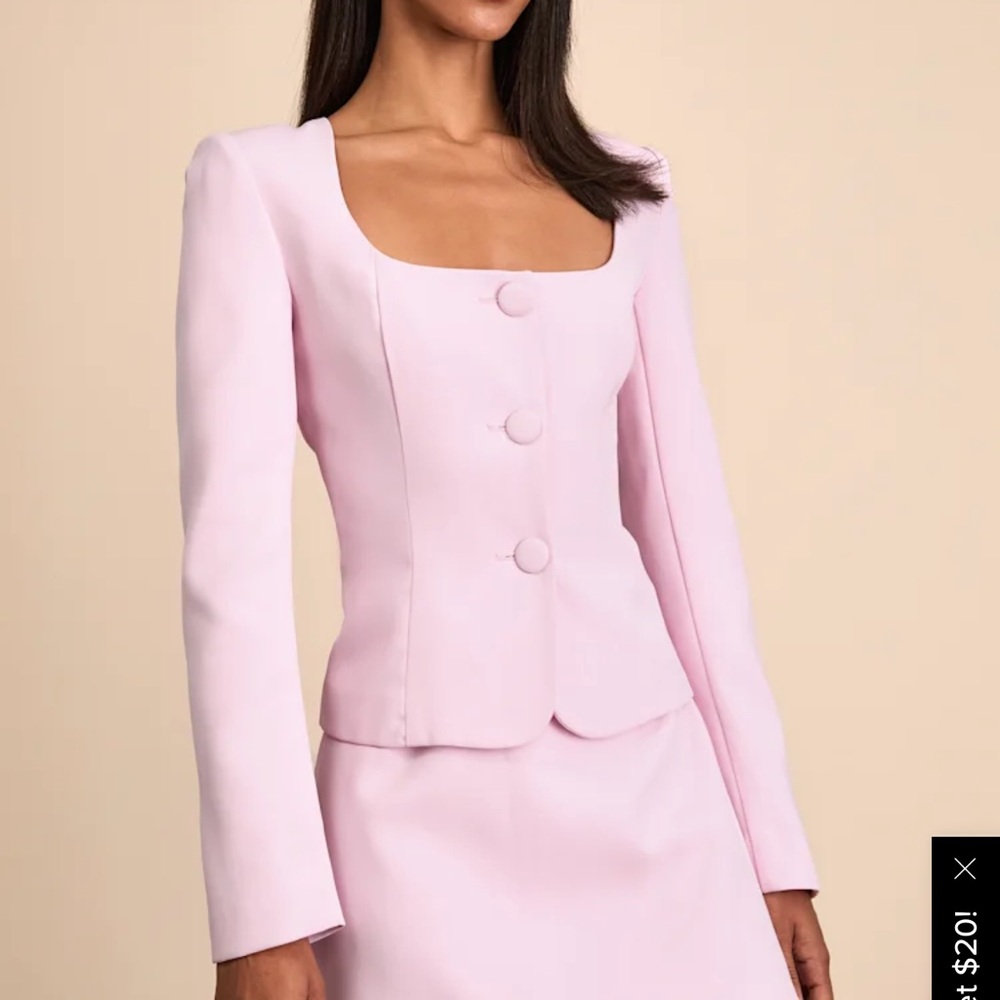 Lulus Light Pink Scoop Neck Blazer